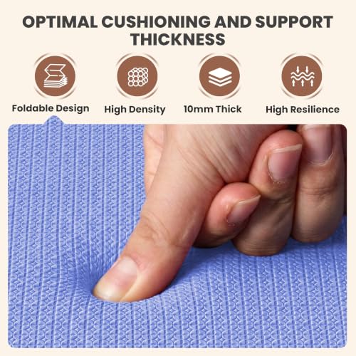 Stepwaver Foldable Fitness Yoga Mat, 0.4” (10 mm) Extra Thick -75” x 26” - color: Blue
