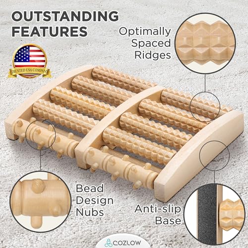 COZLOW - Foot Massager for Plantar Fasciitis Relief - Wooden Massage Roller with Arch Shape Design - Foot Pain Relief, Neuropathy, Heel Spur Pain, Stress Relief, and Relaxation - Muscle Therapy Tool - style: Wooden Massage Roller