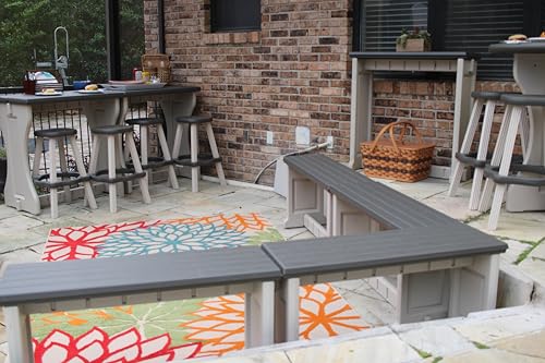 Bench, Deep Grey Top with Warm Grey Sides, 2 Pack - Proudly Made in The USA, Click and Lock Hardware-Free Assembly, Durable and Stylish Outdoor Seating - color: Deep Grey/Warm Grey, size: 2 Pack