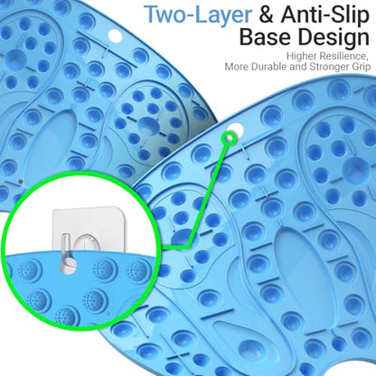 Foot Massager Mat 2PCS, Foot-Shaped Reflexology Mat with Magnetic Therapy, Under Desk Mat Acupressure Mat for Feet Relaxation, Pressure Point Mat for Pain, Fatigue and Stress Relief (Bluex2) - color: Bluex2