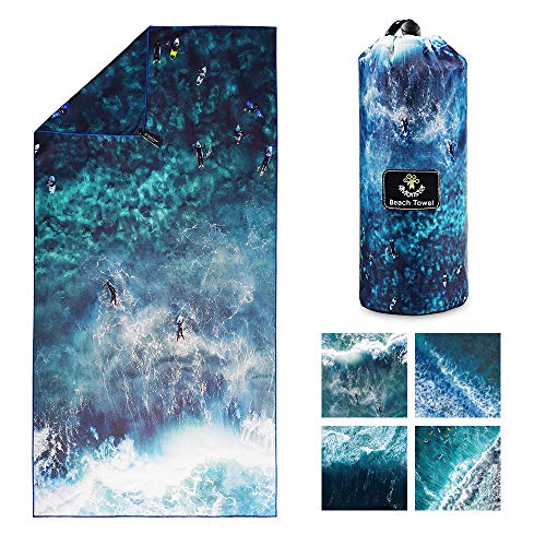 4Monster Quick Dry Beach Towel, Ultra Absorbent Microfiber Travel Towel, Lightweight & Compact for Beach, Swimming, Camping, Pool, Water Sports & Yoga - color: 16 Ocean-c, size: 78.00" x 35.00"