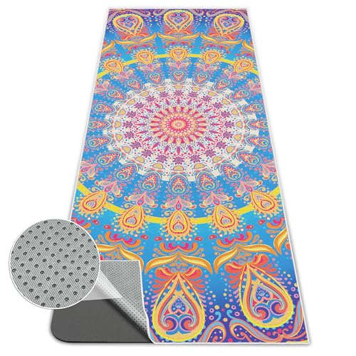 Yoga Towel,Absorbent Yoga Mat Towel for Hot Yoga Non Slip,Stylish Prints,Ideal for Workouts,Hot Yoga,Bikram,Pilates Equipment,72 x 27 in,Rainbow - color: Rainbow