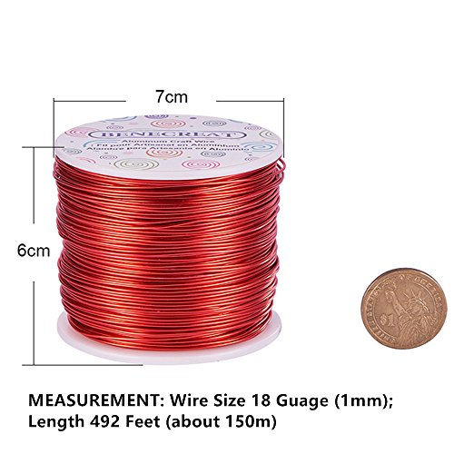 BENECREAT 12 17 18 Gauge Aluminum Wire (18 Gauge,492 FT) Anodized Jewelry Craft Making Beading Floral Colored Aluminum Craft Wire - FireBrick - color: FireBrick, size: 18 Gauge