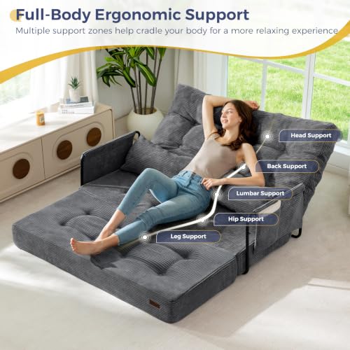 MAXYOYO Adjustable Folding Sofa Bed Couch with 2 Pillows, Dark Grey - color: Dark Grey