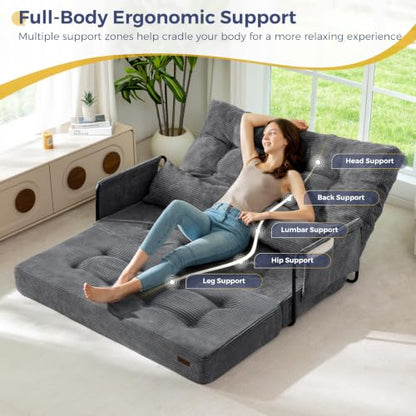 MAXYOYO Adjustable Folding Sofa Bed Couch with 2 Pillows, Dark Grey - color: Dark Grey