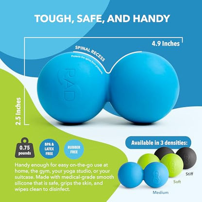 RAD Original Peanut Massage Ball – Medium Density Yoga Deep Tissue Roller Ball – Myofascial Release for Back, Neck, Feet, Psoas & Spine – Suboccipital & Thoracic Trigger Point Therapy - style: Medium Density