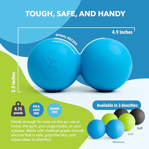 RAD Original Peanut Massage Ball – Medium Density Yoga Deep Tissue Roller Ball – Myofascial Release for Back, Neck, Feet, Psoas & Spine – Suboccipital & Thoracic Trigger Point Therapy - style: Medium Density
