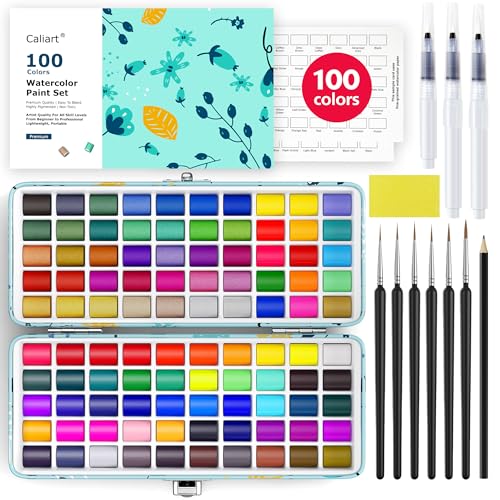 Caliart 176PCS Art Supplies Sketching Kit 100 Colors Watercolor Paint Set