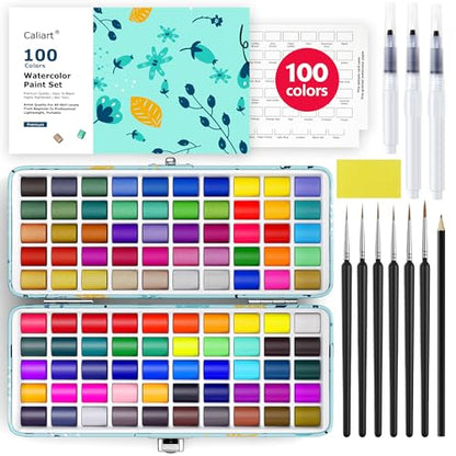 Caliart 176PCS Art Supplies Sketching Kit 100 Colors Watercolor Paint Set