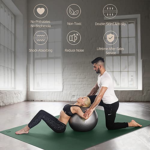 GXMMAT Large Yoga Mat 12'x6'/10'x6'/6'x8'(7mm) - color: Green Jasper, size: 6*8 FT