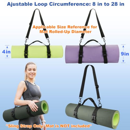 Cosmos Portable Yoga Mat Strap Mat Sling Picnic Blanket Strap with Adjustable Shoulder Strap & Handle for Festivals Picnics Camping Motorcycle Bedroll Pilates