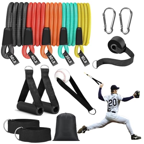 Davllin Baseball Resistance Trainer,Training Aid for Baseball Softball Pitchers,Interchangeable Grips to Build Arm Strength,Arm Bands for Baseball Players,Baseball Throwing Trainer,Great to Warm-Up - style: 14-in-1 Update