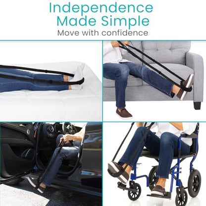 Vive Leg Lifter Strap - Leg Raise Stretch Strap w/Loop for Physical | Therapy, Elderly - Doesn't Strain Knee, Thigh, & Hip Like Other Leg Lifters - Hamstring Stretcher After Surgery, Bed Foot
