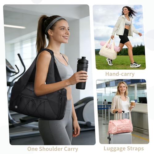 Small Gym Bag for Women with Shoe Compartment 35L, Pink - color: Pink