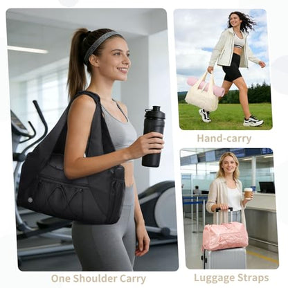 Small Gym Bag for Women with Shoe Compartment 35L, Pink - color: Pink