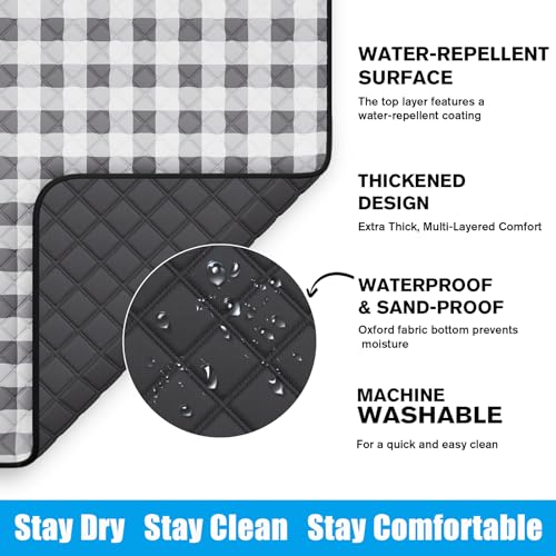 TigeJoy Extra Large Picnic Blanket Waterproof Beach Blanket 80''x100'' - color: Grey, size: 8'4" x 6'8" (Rectangular)