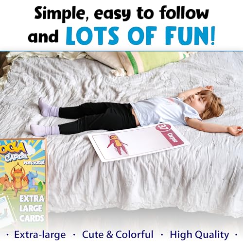 Extra Large Yoga Cards for Kids, Ages 5+, 44 Giant Animal Poses & Breathing