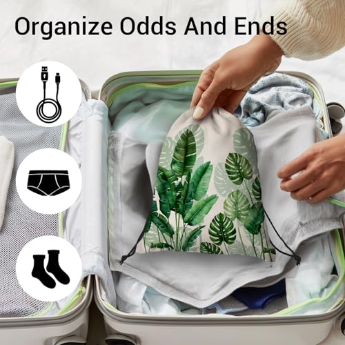 Botanical Gymnastics Grip Bag Tropical Plants Small Drawstring Gym Bag for Yoga - color: Tropical Leaf Green, size: 12"(H)*9.25"(W)