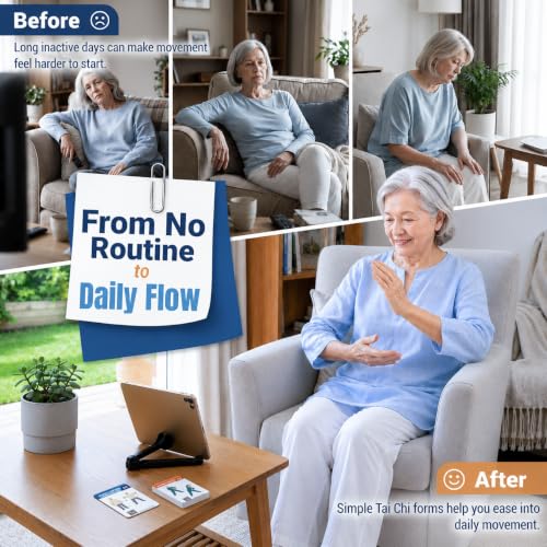 POCAZONE Tai Chi for Seniors Over 60, 46 Exercise Cards & Video Guide - color: Standing Tai Chi Cards