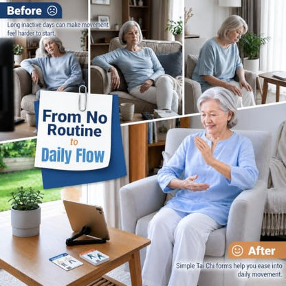 POCAZONE Tai Chi for Seniors Over 60, 46 Exercise Cards & Video Guide - color: Standing Tai Chi Cards
