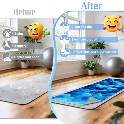 Yoga Mat Towel,Hot Yoga Towel High-Definition Pattern,Machine Washable with Ultra-Absorbent Yoga Towels for Hot Yoga Non Slip for Fitness,Exercise,Pilates,72 x 27 in,Wave - color: Wave