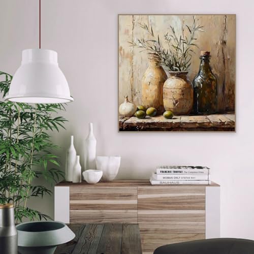 Mrnsiet Paint by Number for Adults Beginners, Easy Bottles Paint by Numbers Kits on Canvas, Retro Oil Painting Kits Adults' Paint-by-Number Kits for Home Wall Decor 16x16 Inch - color: MT22679-US