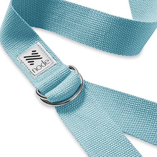7-1/2' Yoga Strap for Stretching, Woven Cotton Blend Yoga Strap with Adjustable D-Ring Buckle for Exercise, Therapy and Fitness - color: Turquoise