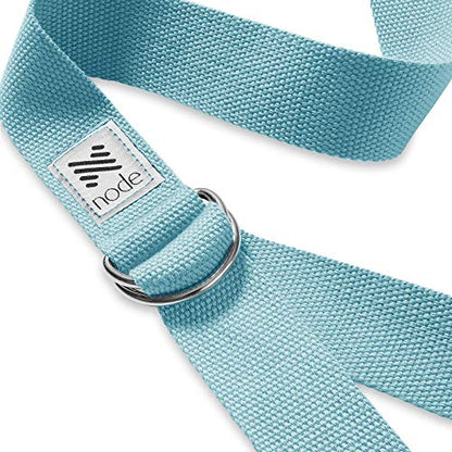 7-1/2' Yoga Strap for Stretching, Woven Cotton Blend Yoga Strap with Adjustable D-Ring Buckle for Exercise, Therapy and Fitness - color: Turquoise