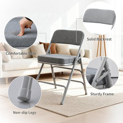 Padded Folding Chair with Thick Cushion, 1 Pack Grey - color: Gray 1 Pack