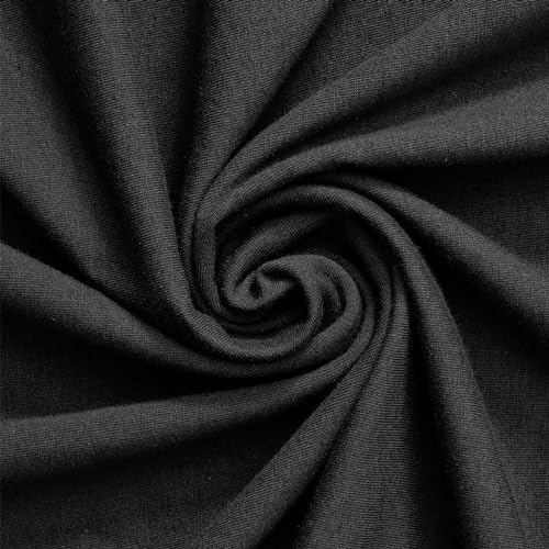 EOVEA - Cotton Spandex Fabric by The Yard - 4 Way Stretch Jersey Knit - Spandex & Cotton T-Shirt Fabric - Lightweight, Breathable - 60" Wide Roll| 10 oz(Black, 2 Yards) - color: Black, size: 2 Yards