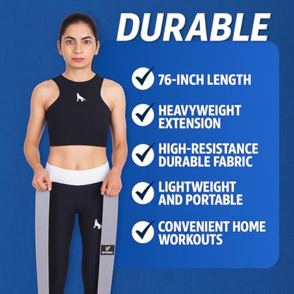76 Inch Extended Length Resistance Bands - Heavy Duty Elastic Fabric & Natural Rubber Long Workout Loop for Pull Up Assist, Vertical Jump Training, Mobility & Full Body Fitness - color: 회색.
