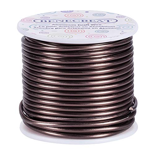 BENECREAT 9 Gauge 55FT Brown Jewelry Craft Wire Tarnish Resistant Bendable Aluminum Sculpting Metal Wire for Jewelry Craft Beading Work, Wreath, Tree Roots Model - color: Brown, size: 9 Gauge