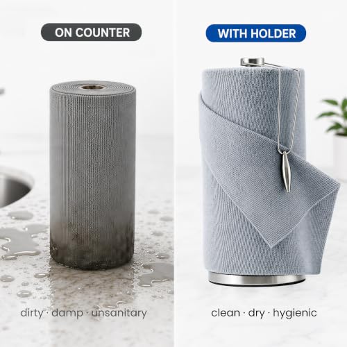 Veco Microfiber Cleaning Cloth Roll with Holder 80 PCS, 12" x 12" Gray - color: Gray-st
