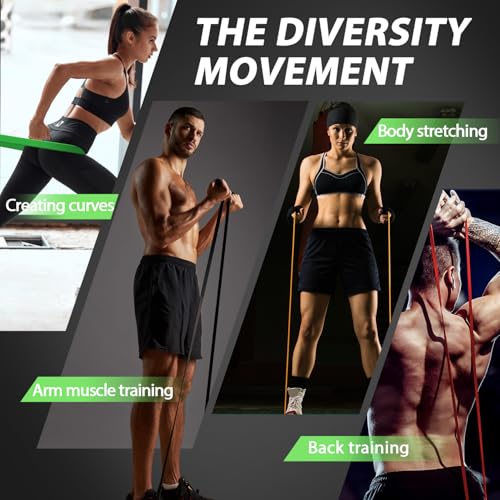 Resistance Bands for Pull Up Assist, Stretch Bands & Exercise Workout Set - color: 5-85LBS COLOR+Grip