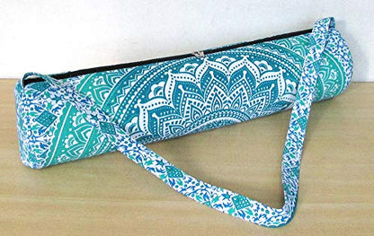 INDIAN CRAFT CASTLE ICC Yoga Mat Bag Carrier Full-Zip Exercise Yoga Mat Carry Bag for Women Men with Multi-Functional Storage Pockets and Adjustable Shoulder Strap 26X6 Inches - style: Green Ombre