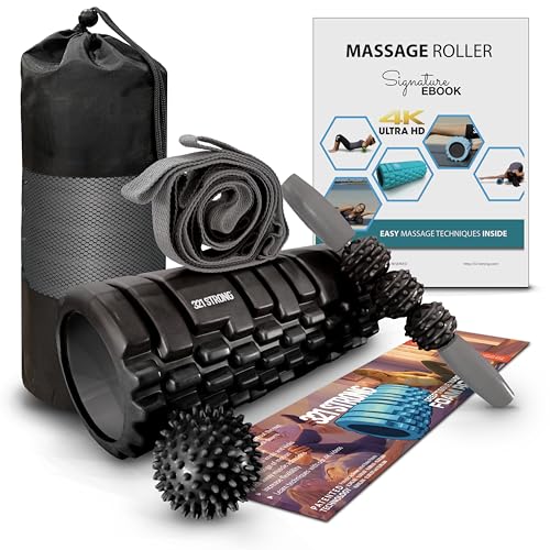 321 STRONG 5-in-1 Massage Set, Complete Mobility Kit for Workout Recovery - color: Bold Black