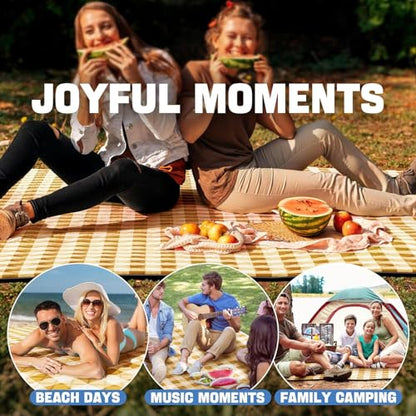 TigeJoy Extra Large Picnic Blanket Waterproof Beach Blanket 80''x100'' - color: Yellow, size: 8'4" x 6'8" (Rectangular)