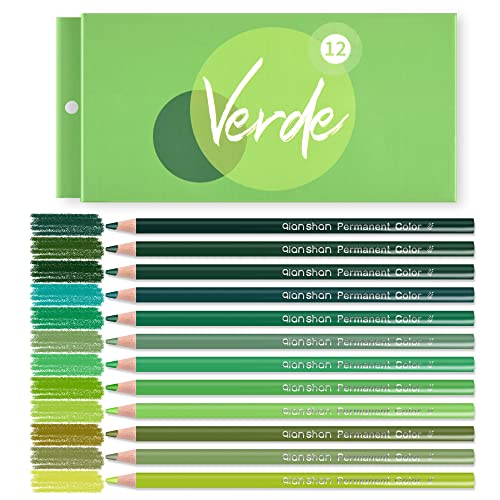 12 Yellow Colored Pencils Oil Based, Pre-sharpened Wooden Color Pencils Set | No Duplicates Drawing Pencils, Adults Coloring Books Drawing Sketching, Sketch Pencils Art Supplies - color: 12 green pencils