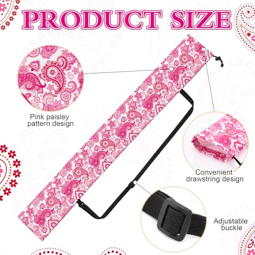 35 Inch Pink Printed Mahjong Mat Carrying Bag with Strap Canvas Drawstring Mahjong Holder Bag for Yoga Mats Board Games Travel Storage