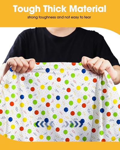 Niuara Birthday Balloon Plastic Table Cloth Disposable, 4 Pack, 54 x 108 in | Rectangle, 6 ft Tables, Birthday Party, Holiday Gathering - color: Birthday Balloon, size: 54" x 108" - 4 Packs