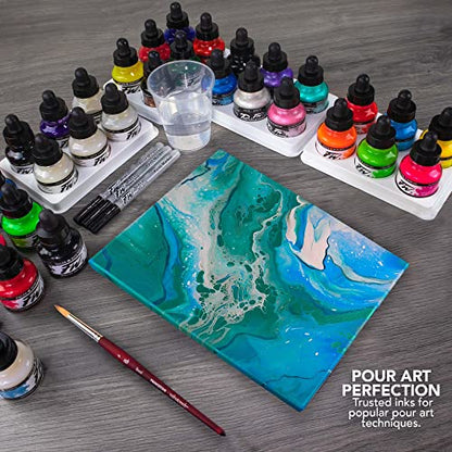 Daler-Rowney FW Pearlescent Acrylic Ink Bottle Silver Moss - Acrylic Drawing Ink for Artists and Students - Permanent Calligraphy Ink - Archival Ink for Illustrating and More - size: 1 fl oz