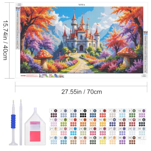 YOYA Large Diamond Art Kits for Adults, Castle 5D Large Diamond Painting | Diamond Painting Kits Full Drill, Round Drill, HD Canvas, Fun and Relaxing, Gem Art, Home Wall Decor, Gifts, 27.5x15.7 Inch - color: Castle 500