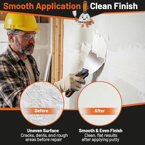 Fishark Putty Knife Set, 2/3/4/6in Stainless Steel Spackle Knives, 4Pcs | Mirror Polished Blade, Non-Slip Grip, for Drywall Repair, Paint Scraping, Taping, Wallpaper Removal, Plaster & Adhesive - color: 2" 3" 4" 6"