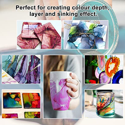 FansArriche Alcohol Inks for Resin, 48 Colors Alcohol Ink Set, 10 ml Each | High Concentrated Alcohol-Based Resin Ink, Epoxy Resin Paint for Coasters, Fluid Painting Crafts, Tumbler Making