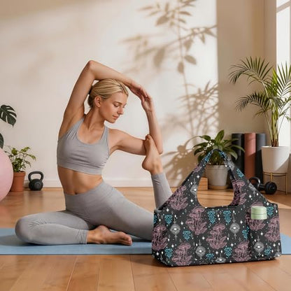 Yoga Mat Bag for Women Men Large Yoga Bag Travel - color: Mushroom