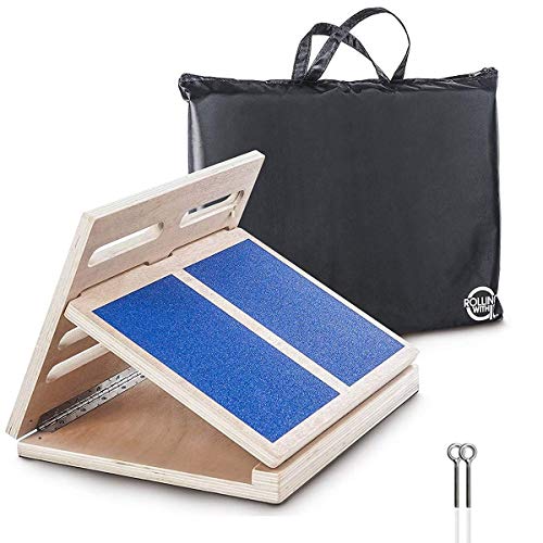 Rolling With It Wooden Slant Board for Calf Stretching, Squats | Solid wood, 4 adjustable angles, Anti-slip surface, For calf, hamstring & Achilles stretch, Squat wedge, Holds 350 lb
