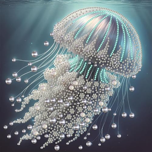 GEMFAMILY 5D Diamond Painting Kits for Adults,DIY Special Shaped Diamond Art Kit for Jellyfish,Pearl Diamond Dots Painting Rhinestone Gem Art for Home Wall Decor 11.8 X 11.8 Inch - color: HL6669