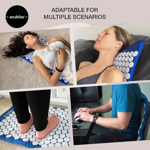 Premium Acupressure Mat, 8,358 Acupuncture Pressure Points for Back Pain Relief, Increased Energy, Relaxation with Drawstring Bag, 26x16x1", Blue - color: Blue - Mat