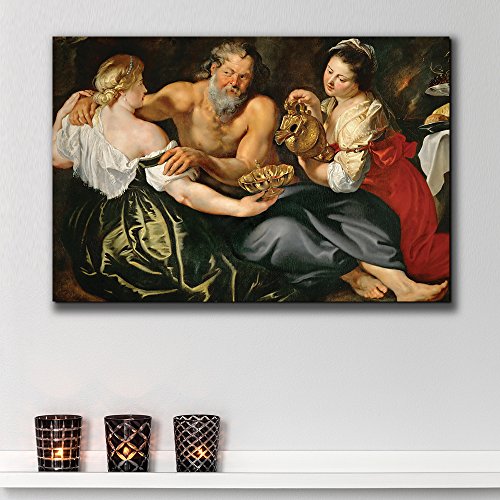 wall26 - Oil Painting of Lot and His Daughters by Peter Paul Rubens - Baroque Style - Catholic, Christianity, Religion - Canvas Art Home Art - 12x18 inches - color: 08. Lot and His Daughters, size: 18"L x 12"W