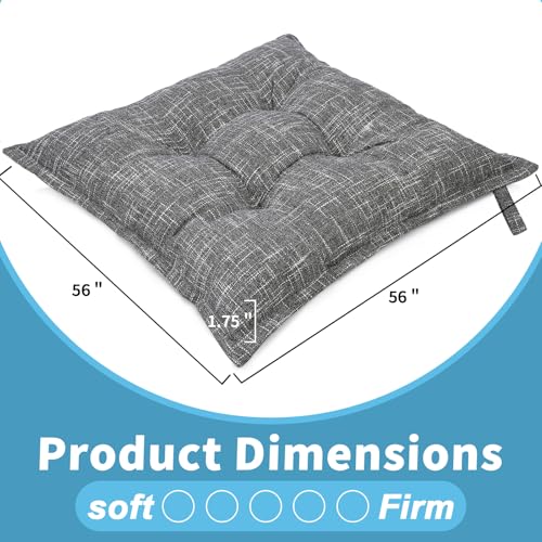 SINSOSSO Large Floor Pillow 22", Thickened Bite-Size Memory Foam Square Non-Slip Cushion for Office Back Support/Indoor Yoga/Chair Seat, Fashionable Color-Blocked Fabric & Washable, Light Gray, 1 PCS - color: Light Gray